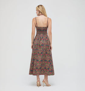 The Maisie Dress in Stowell Medallion Stripe Slate Berry