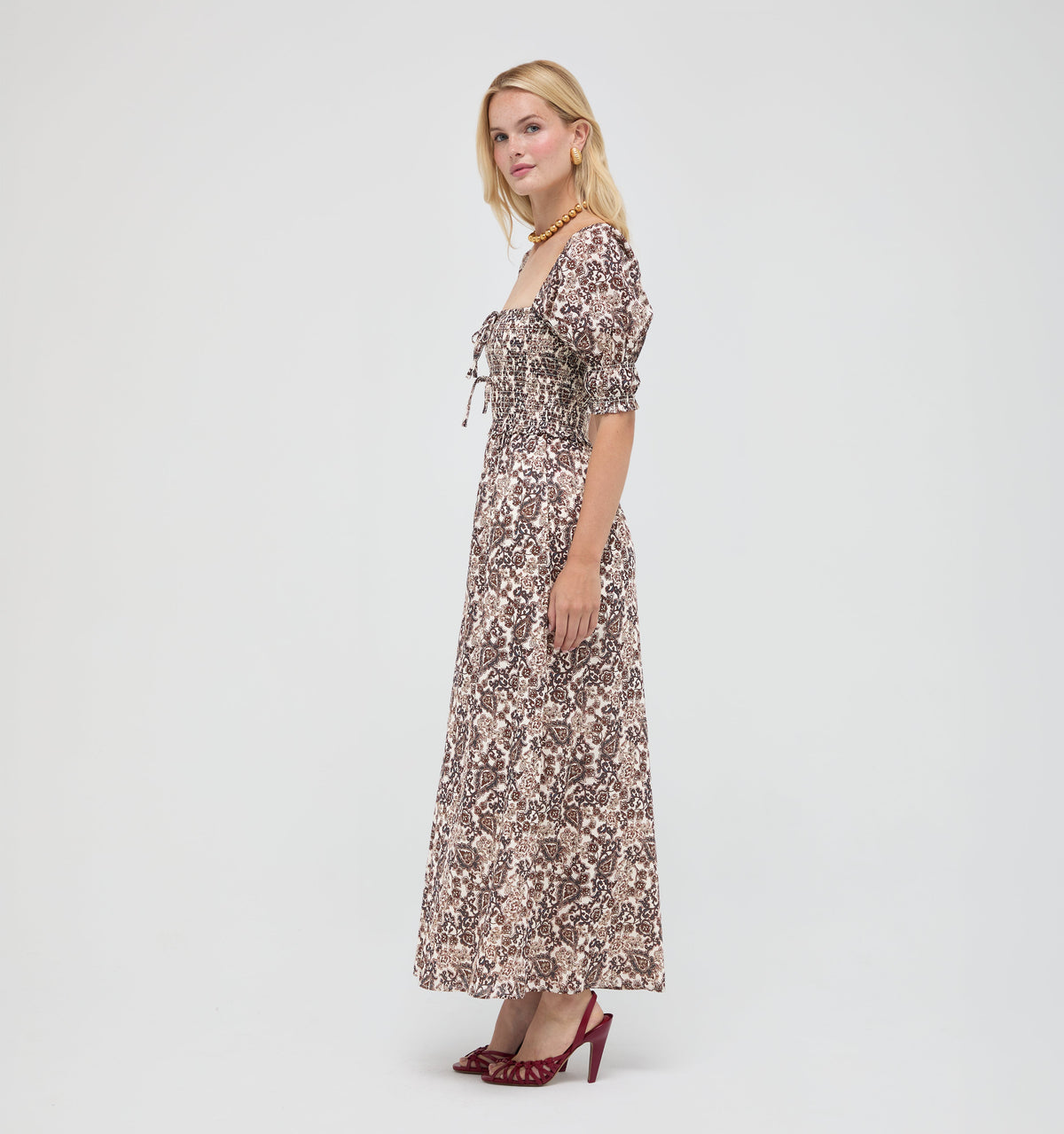 The Malene Nap Dress in Chedworth Paisley Brown