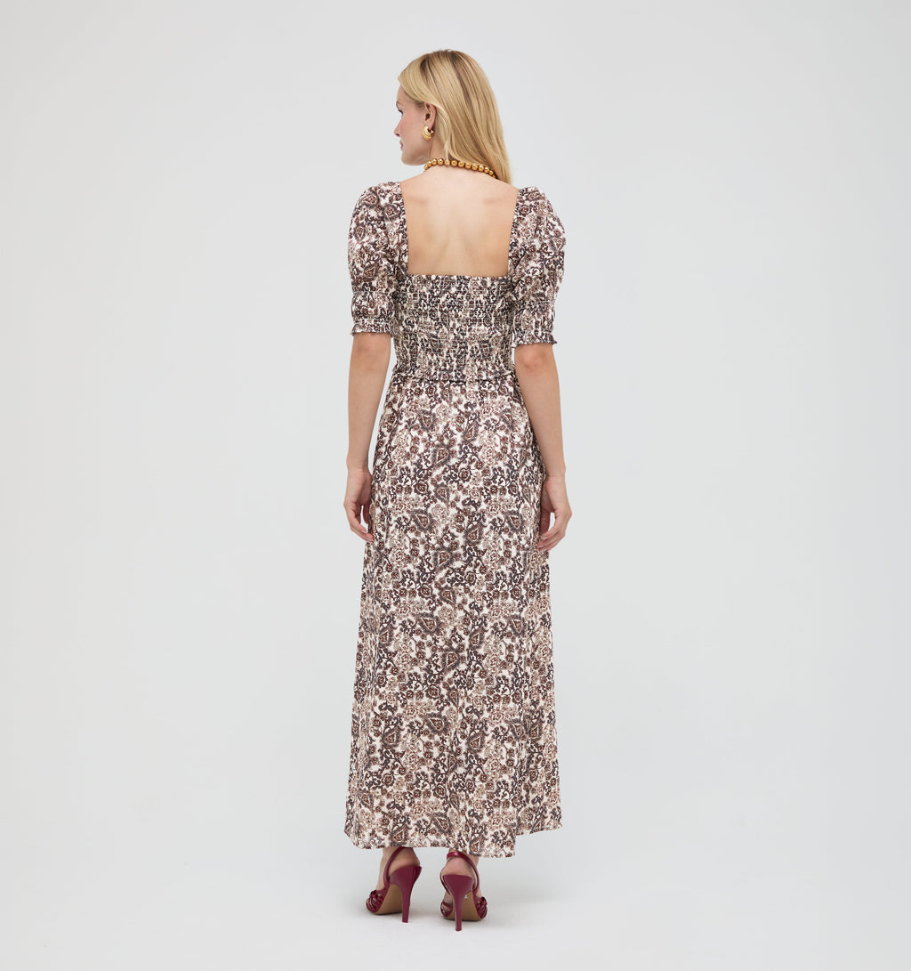 The Malene Nap Dress in Chedworth Paisley Brown