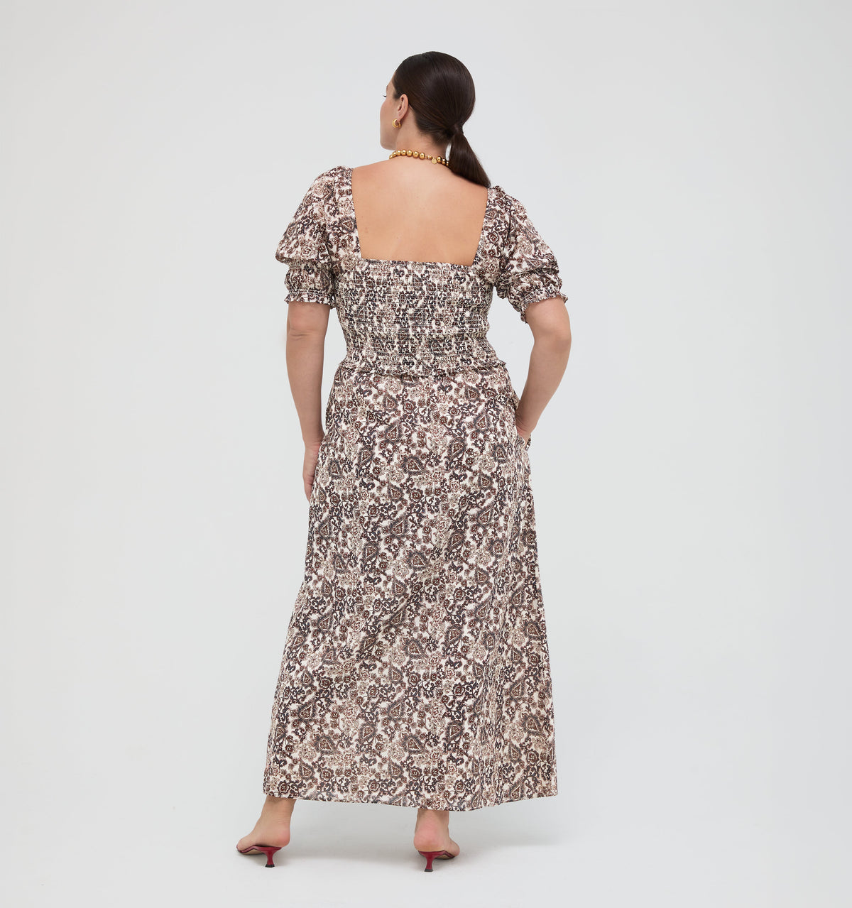 The Malene Nap Dress in Chedworth Paisley Brown