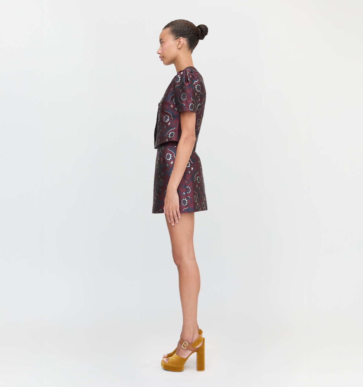 The Mallorie Top in Burgundy Baroque Jacquard