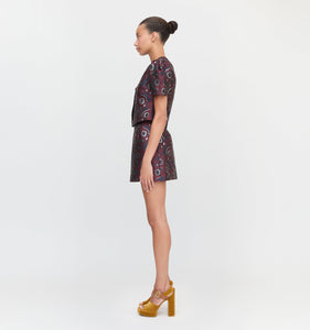 The Mallorie Top in Burgundy Baroque Jacquard