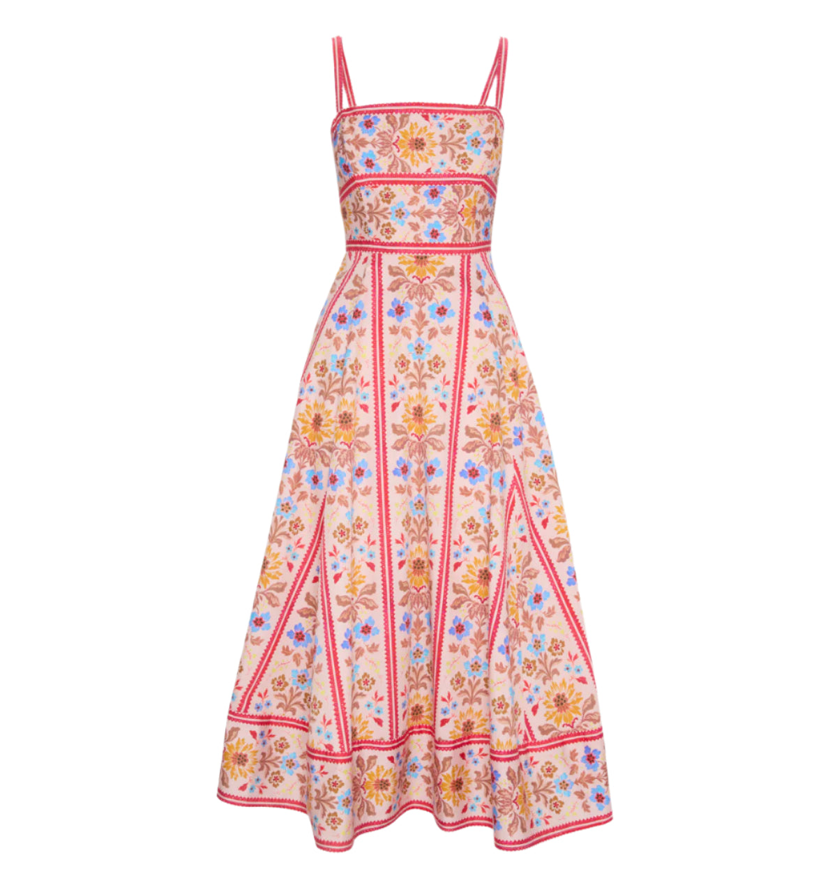 The Margot Dress in Pink Floral Block Stripe
