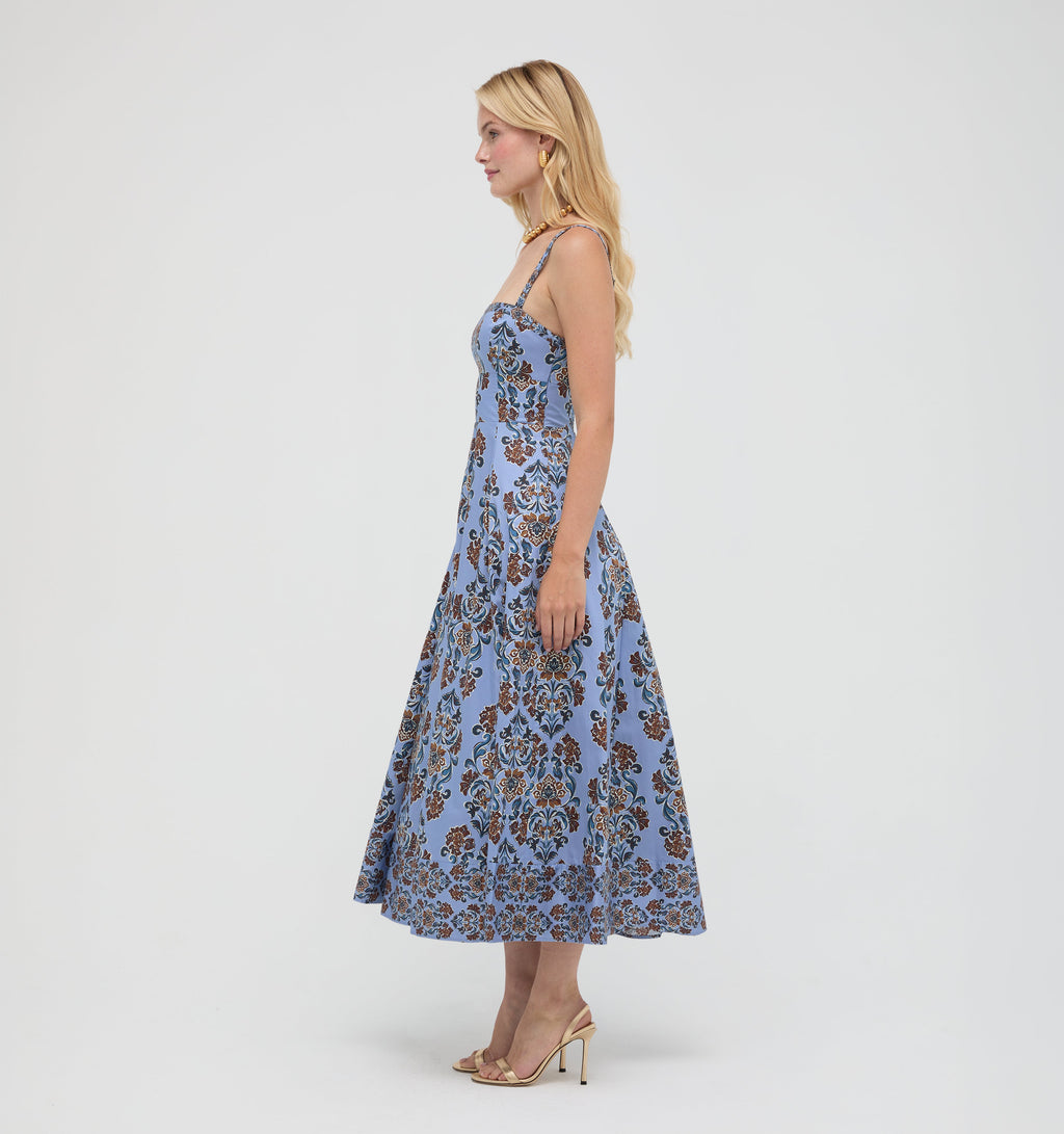 The Margot Dress in Stowell Medallion Iris