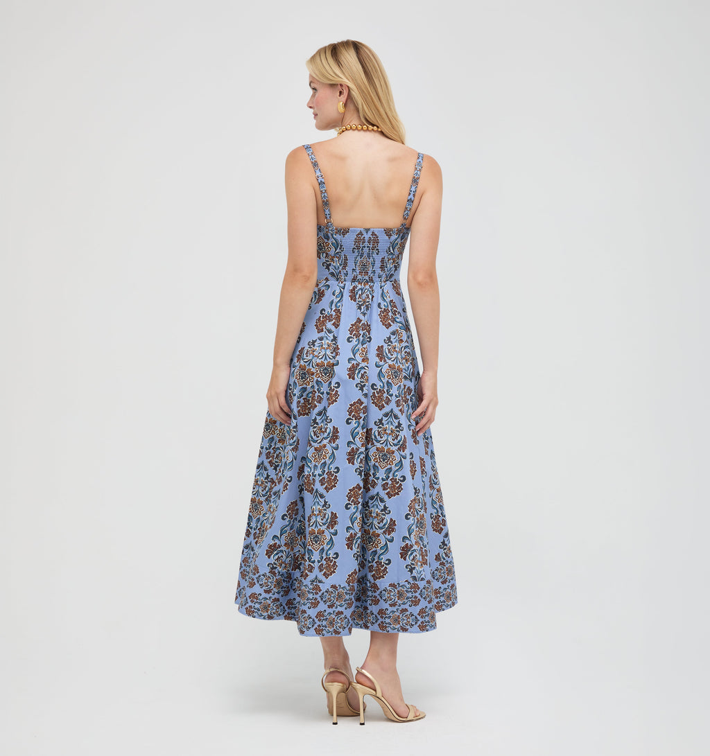 The Margot Dress in Stowell Medallion Iris