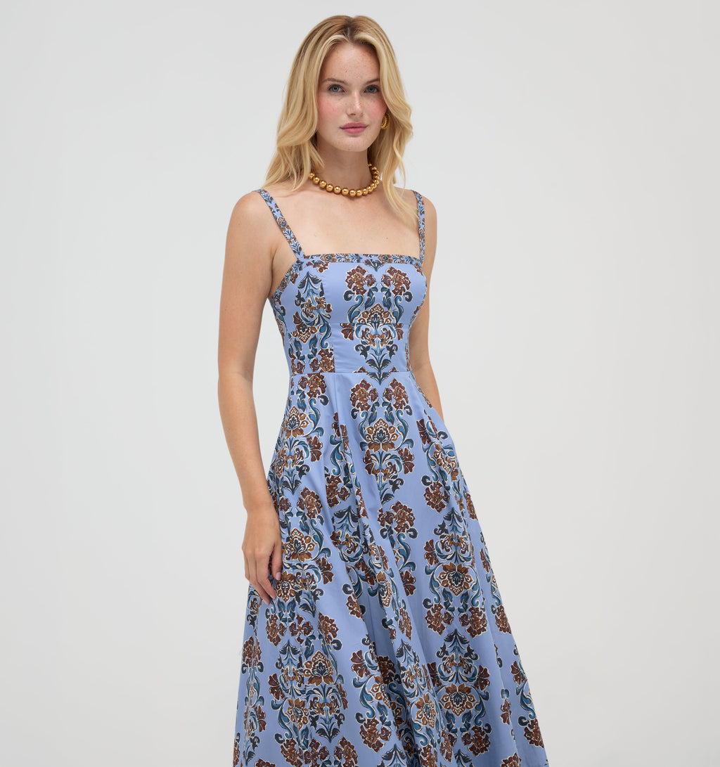 The Margot Dress in Stowell Medallion Iris