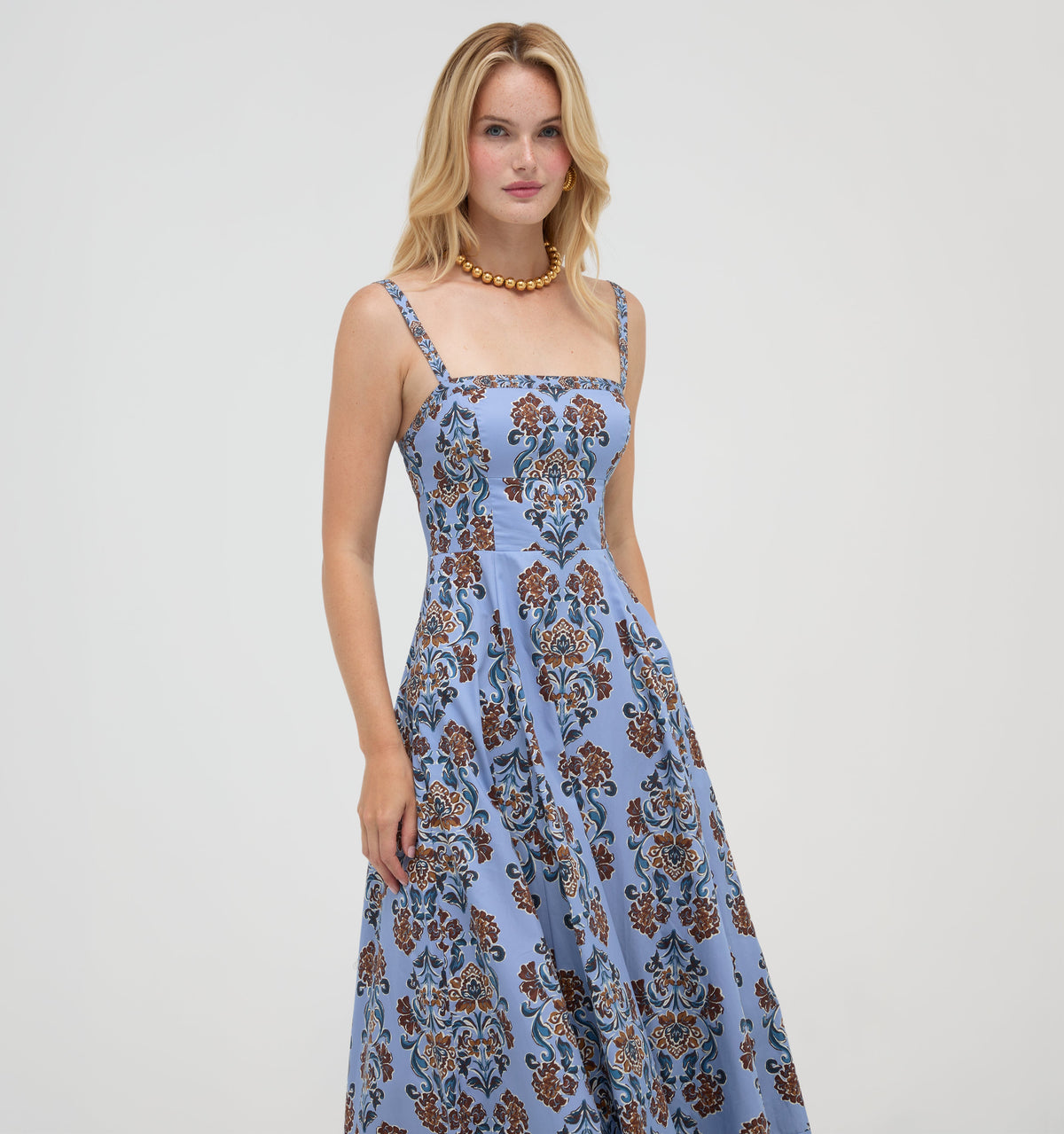 The Margot Dress in Stowell Medallion Iris