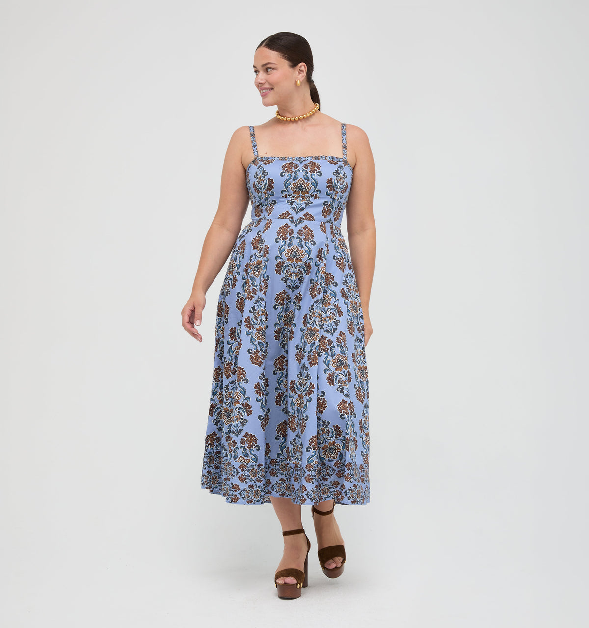 The Margot Dress in Stowell Medallion Iris