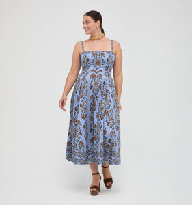 The Margot Dress in Stowell Medallion Iris