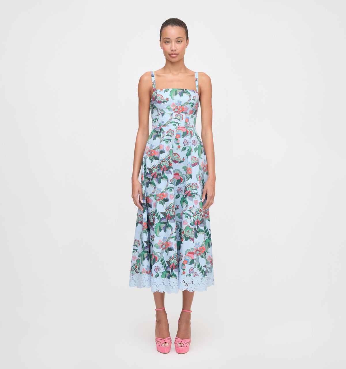 The Margot Dress in Light Blue Jungle Floral