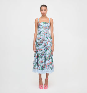 The Margot Dress in Light Blue Jungle Floral