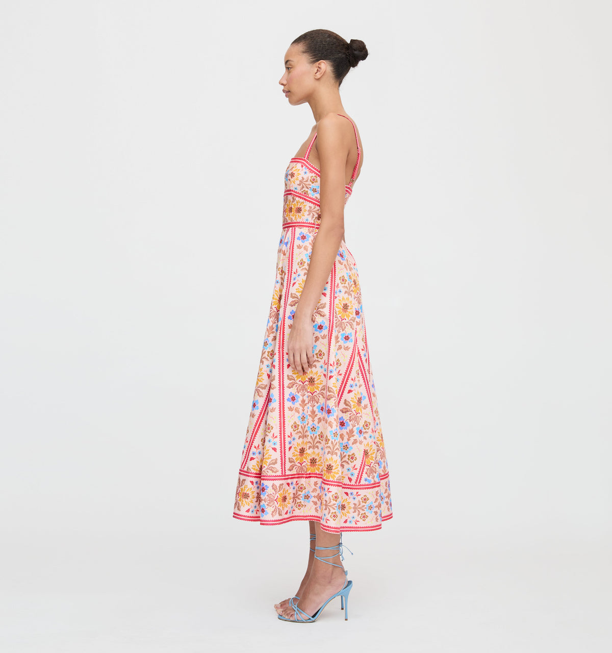 The Margot Dress in Pink Floral Block Stripe