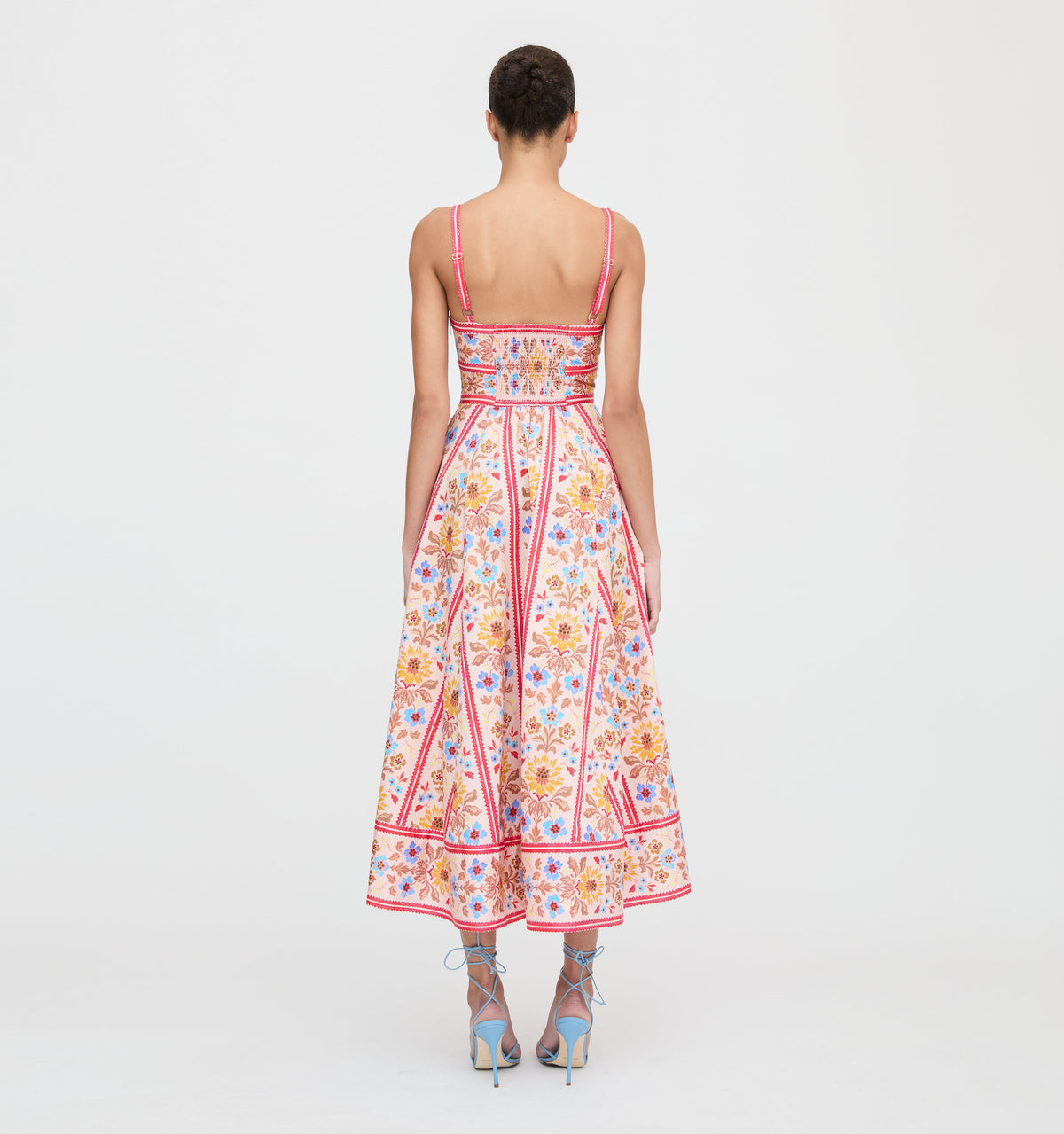 The Margot Dress in Pink Floral Block Stripe