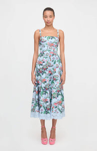 The Margot Dress in Light Blue Jungle Floral