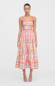 The Margot Dress in Pink Floral Block Stripe