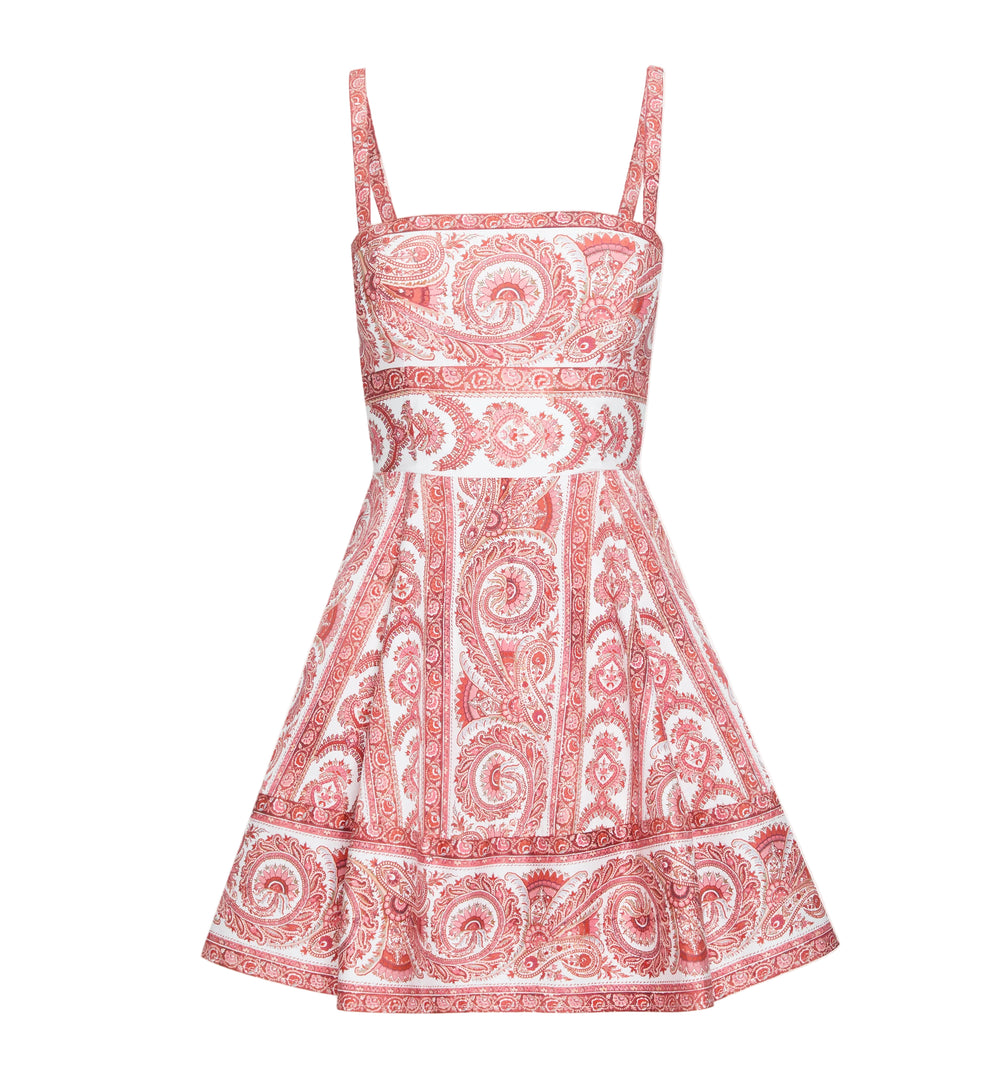 The Margot Mini Dress in Coral Corsica Paisley