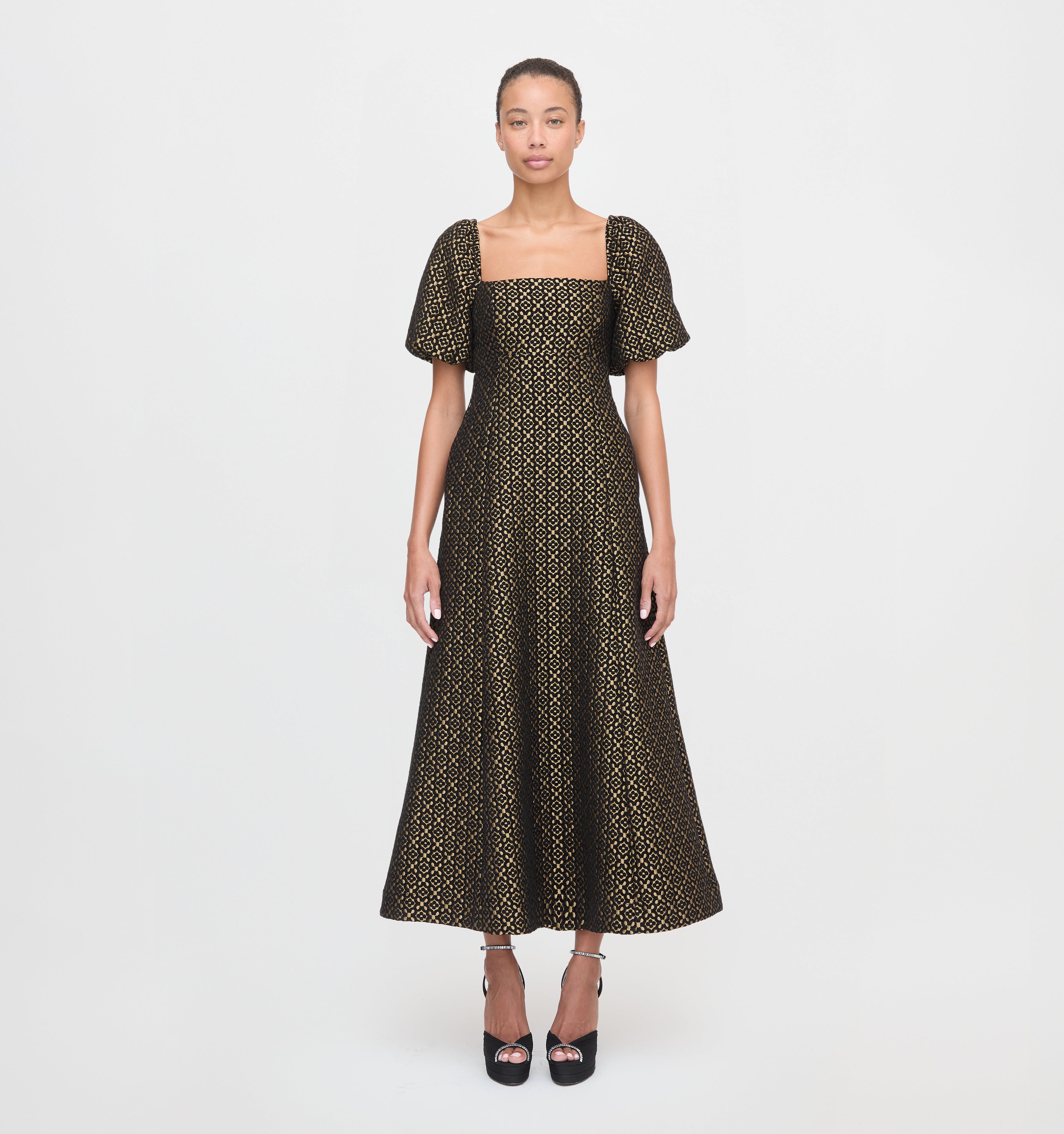 The Matilda Dress in Metallic Brocade