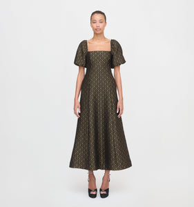The Matilda Dress in Metallic Brocade