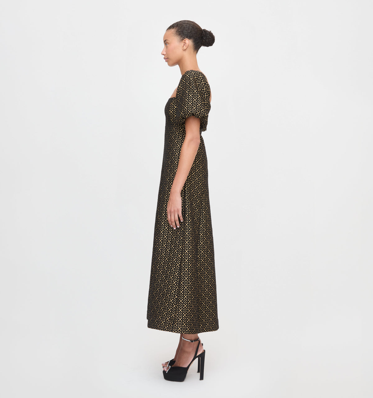 The Matilda Dress in Metallic Brocade