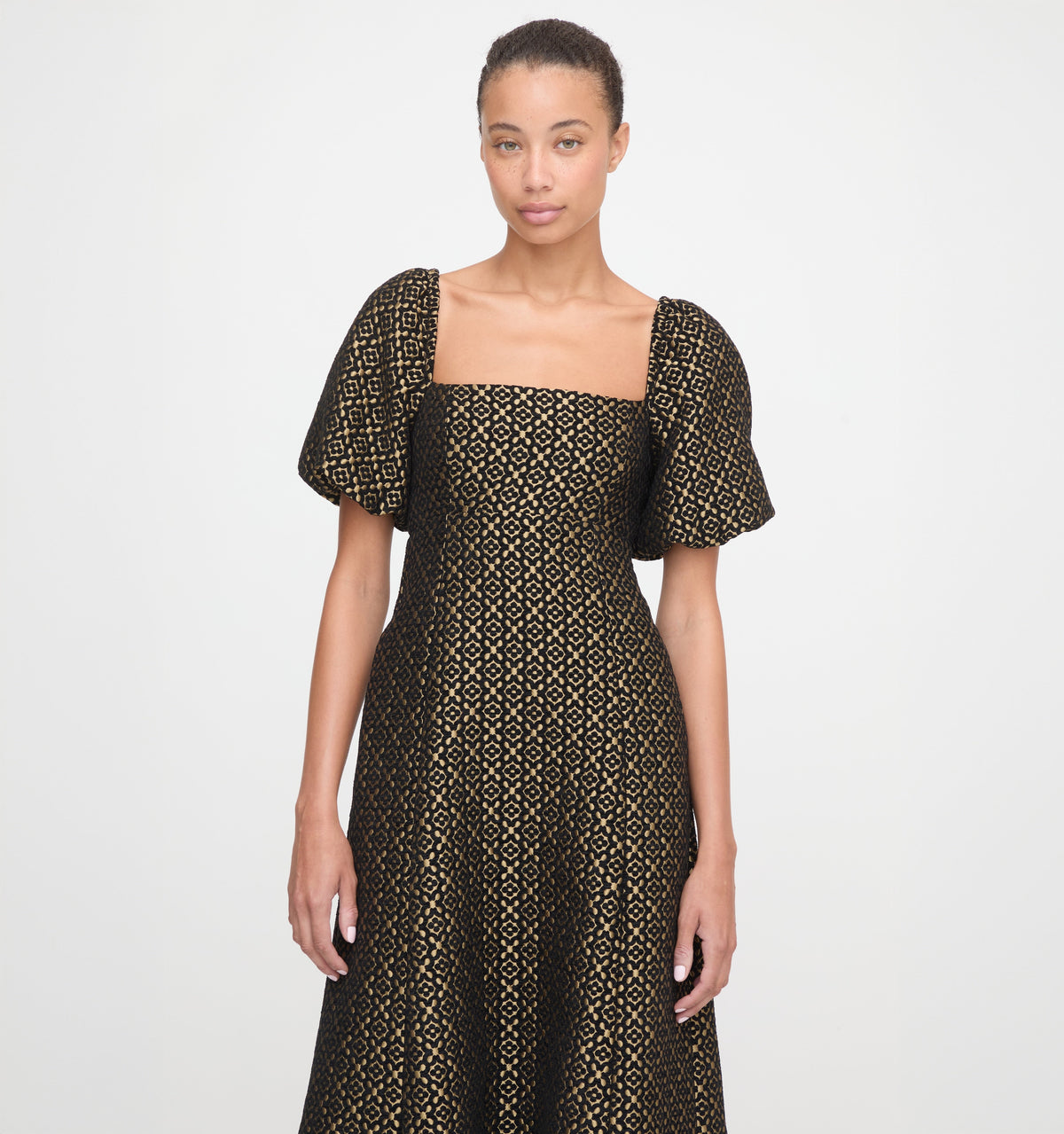 The Matilda Dress in Metallic Brocade