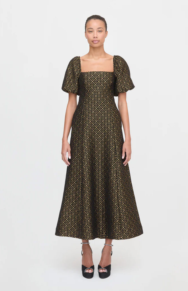 The Matilda Dress in Metallic Brocade