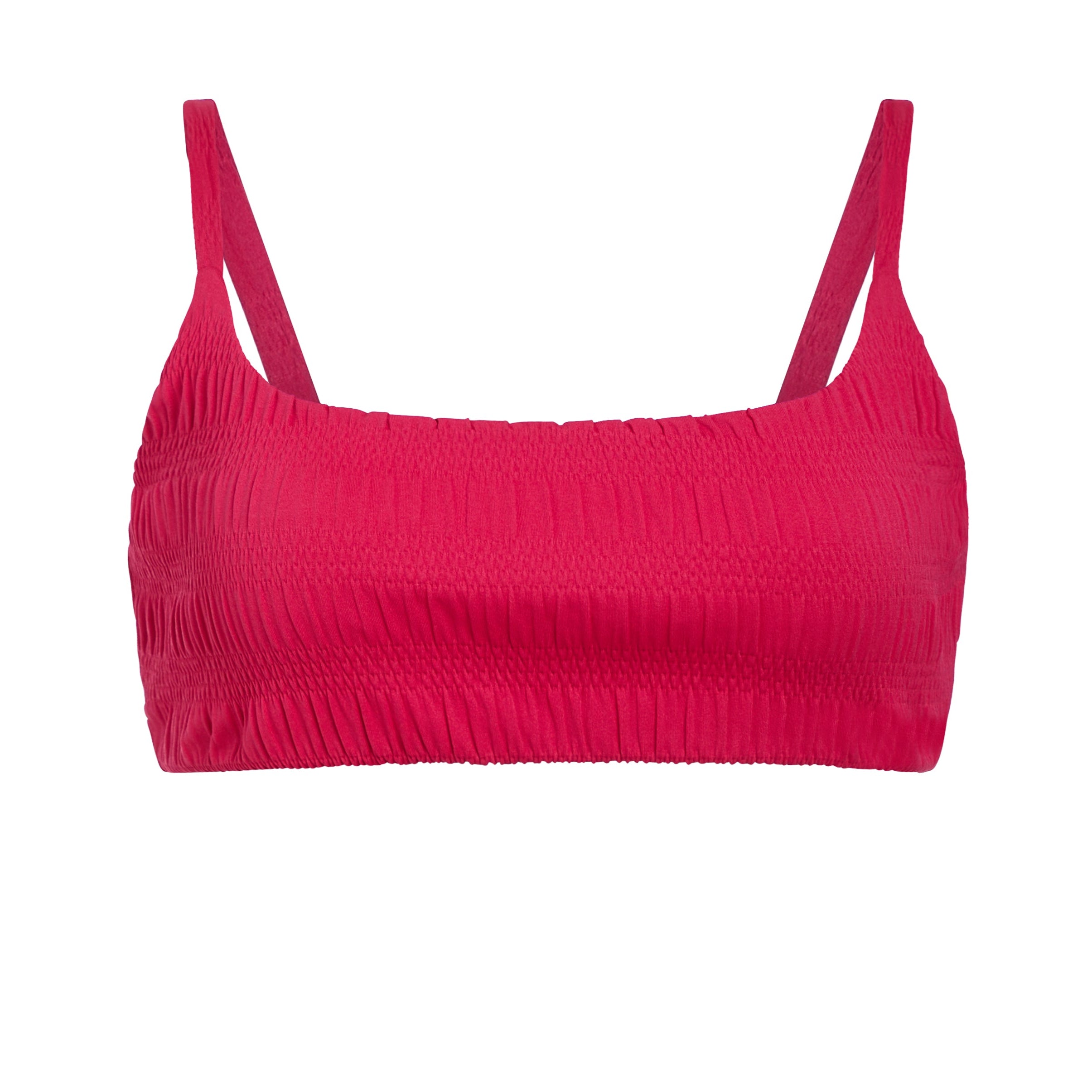 The Maui Bikini Top Smocked in Bright Begonia