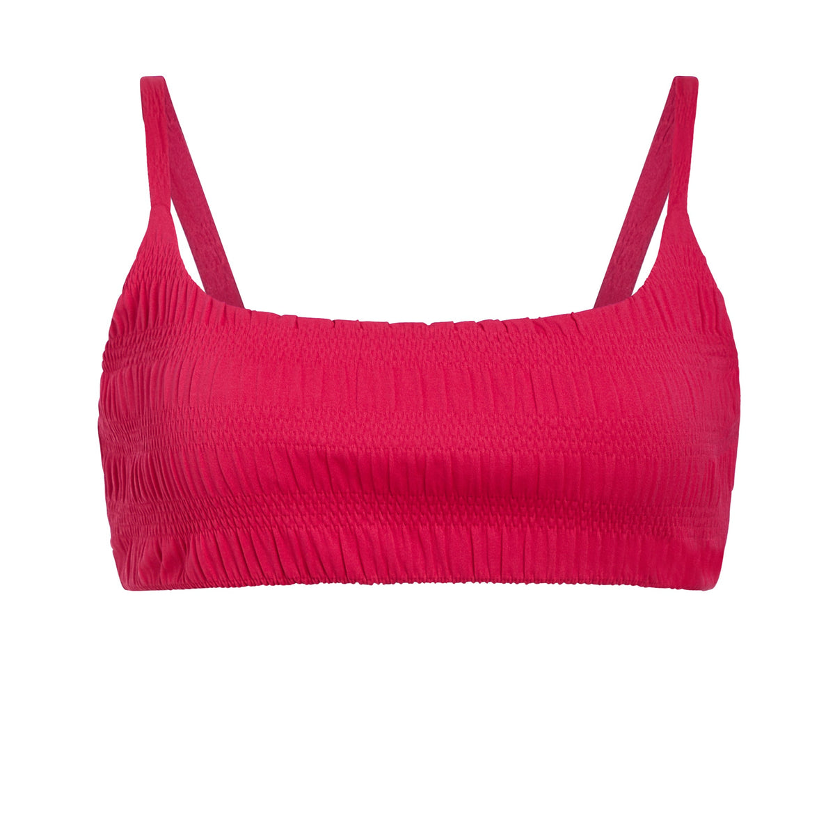 The Maui Bikini Top Smocked in Bright Begonia
