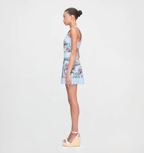 The Meagan Dress in Light Blue Jungle Floral