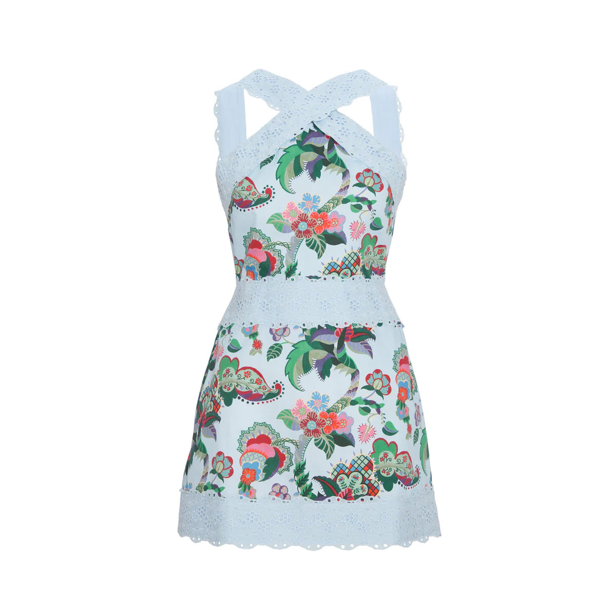 The Meagan Dress in Light Blue Jungle Floral