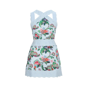 The Meagan Dress in Light Blue Jungle Floral