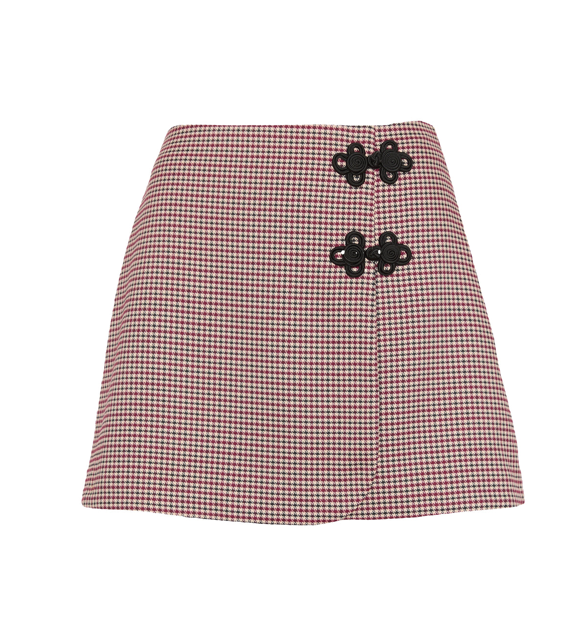 The Melody Skirt in Burgundy Holmes Houndstooth