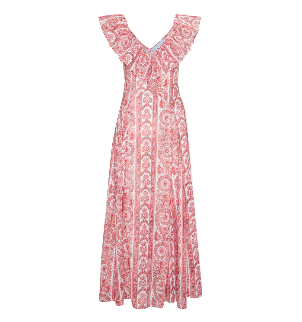 The Milani Dress in Coral Corsica Paisley