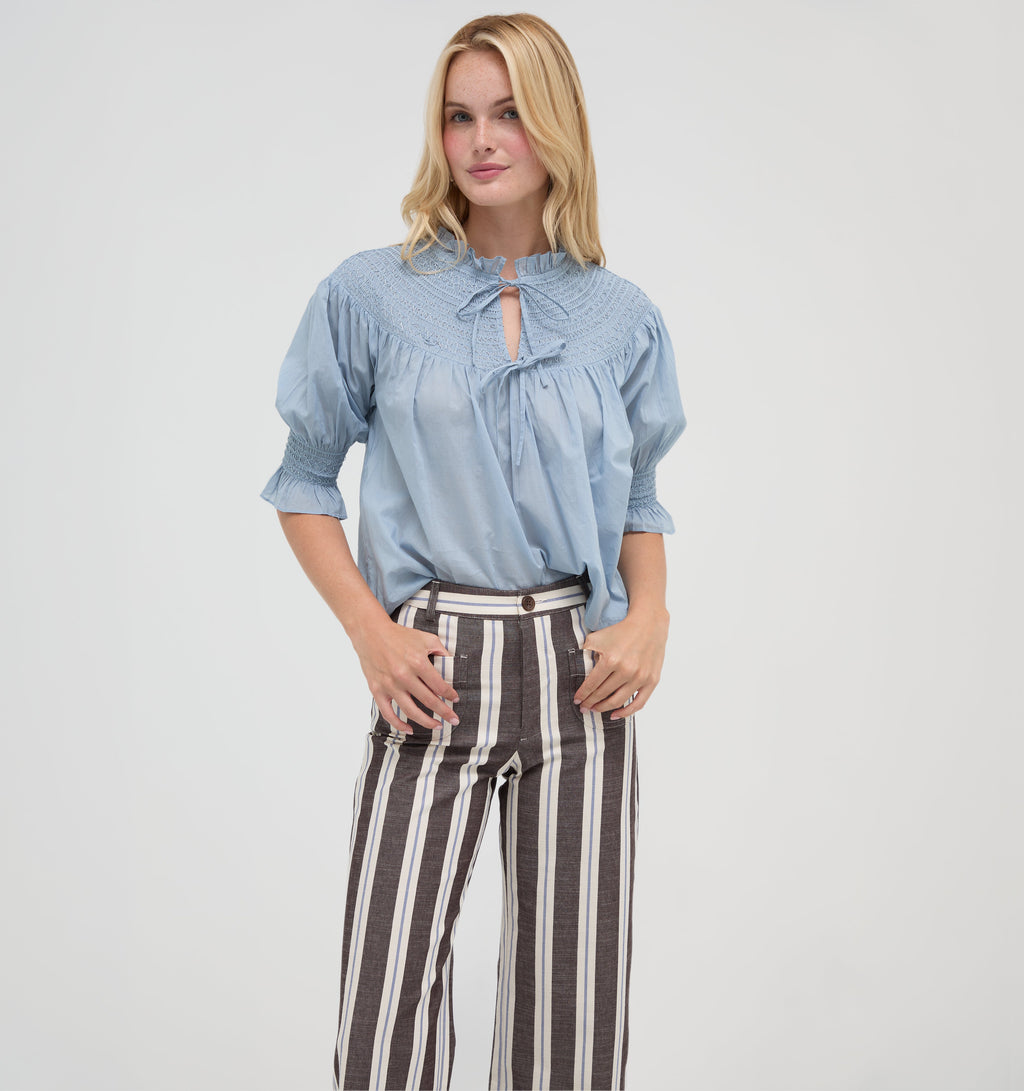 The Zinnia Top in Dusty Blue