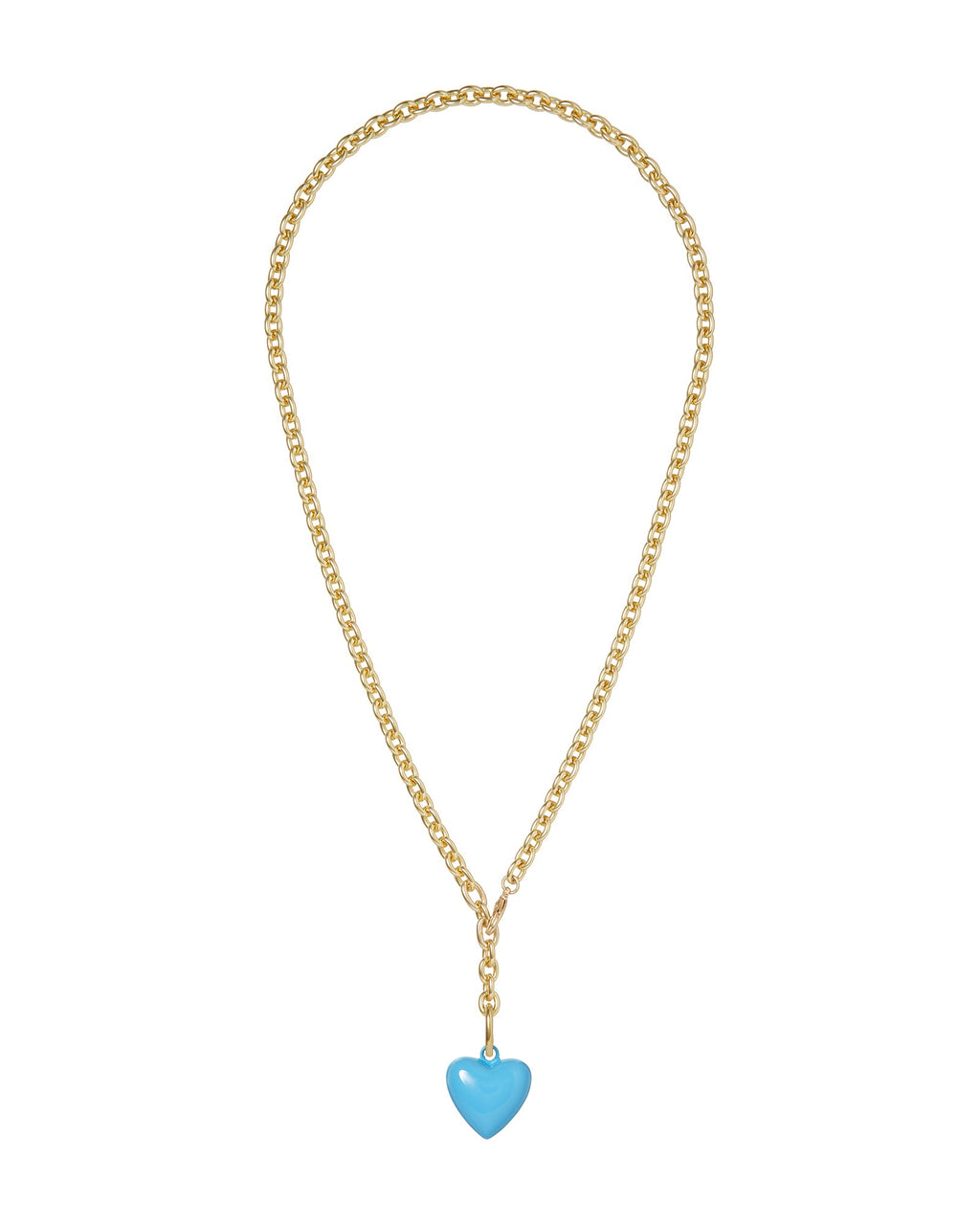 The Mini Puffy Heart Necklace in Turquoise