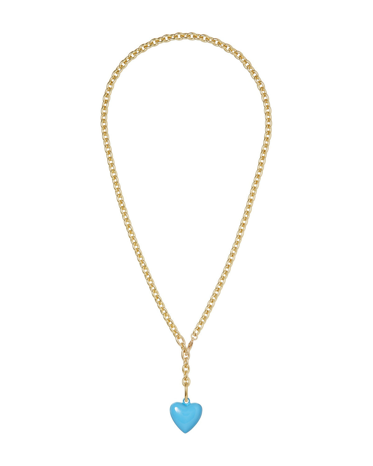 The Mini Puffy Heart Necklace in Turquoise