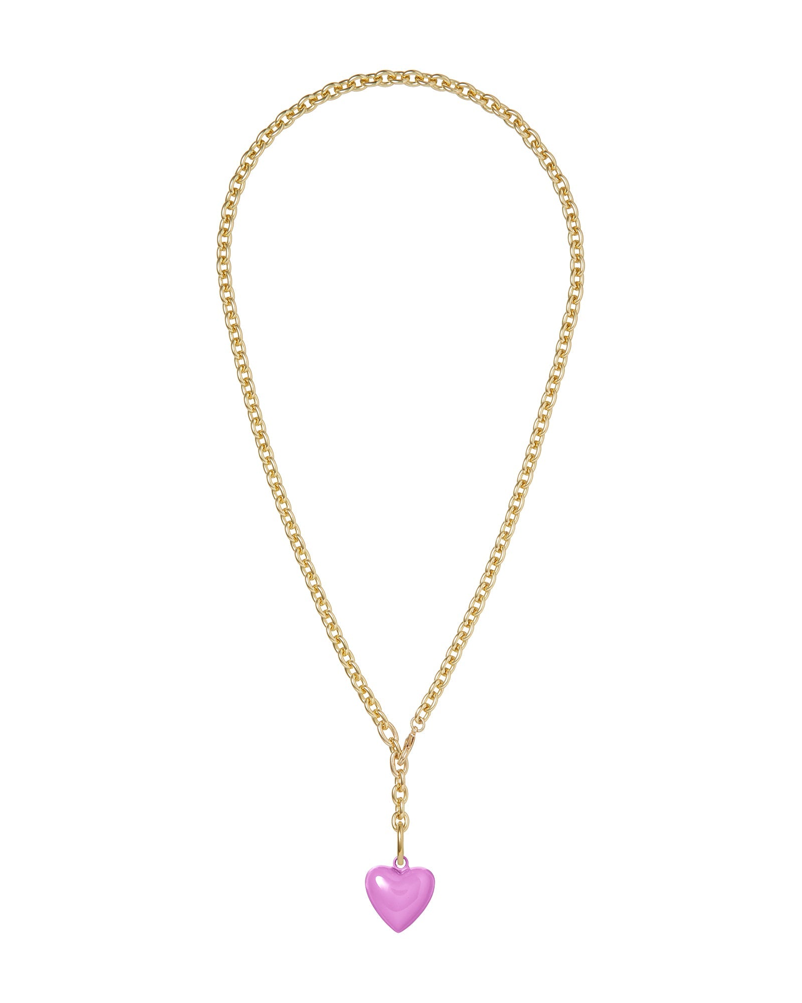 The Mini Puffy Heart Necklace in Lilac