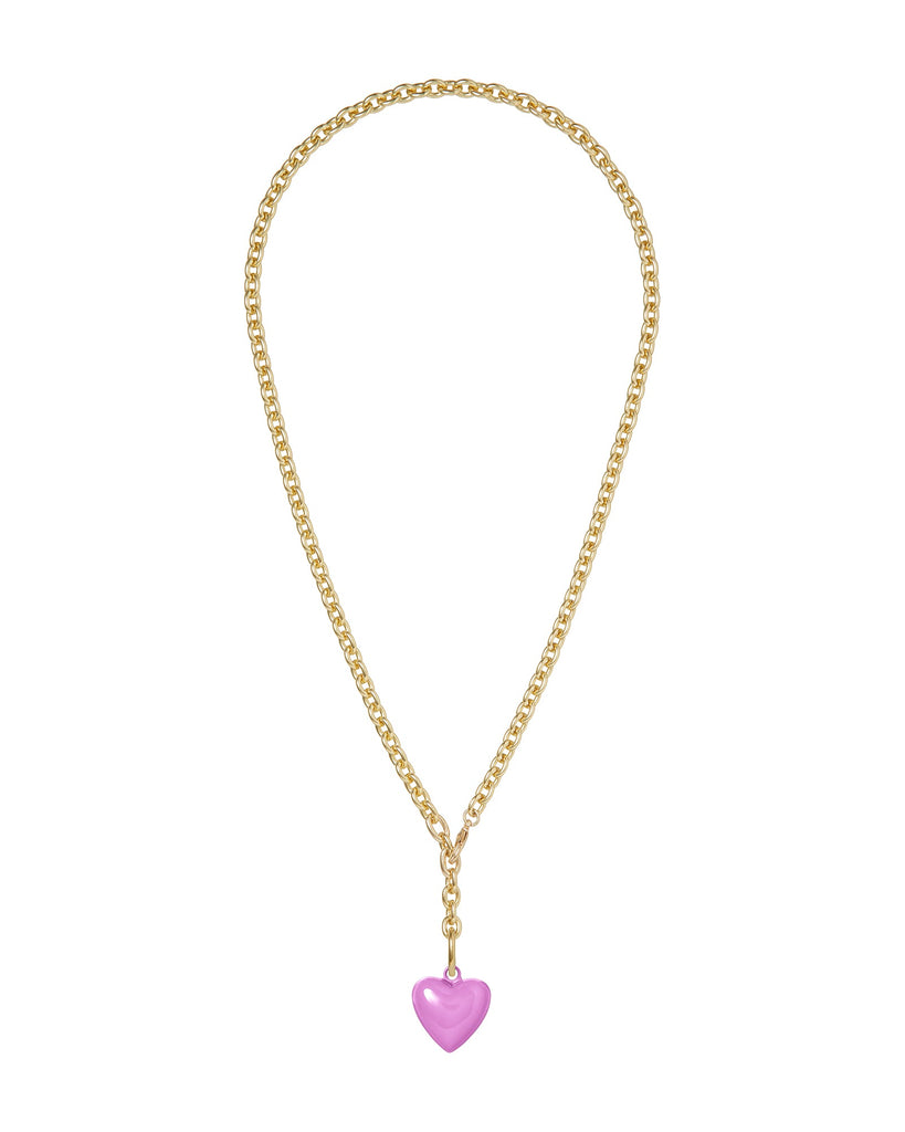 The Mini Puffy Heart Necklace in Lilac