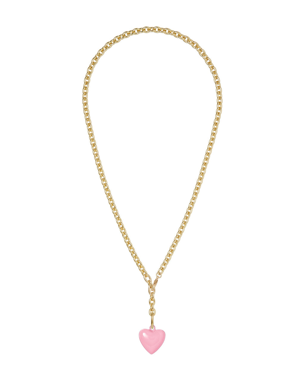 The Mini Puffy Heart Necklace in Pink