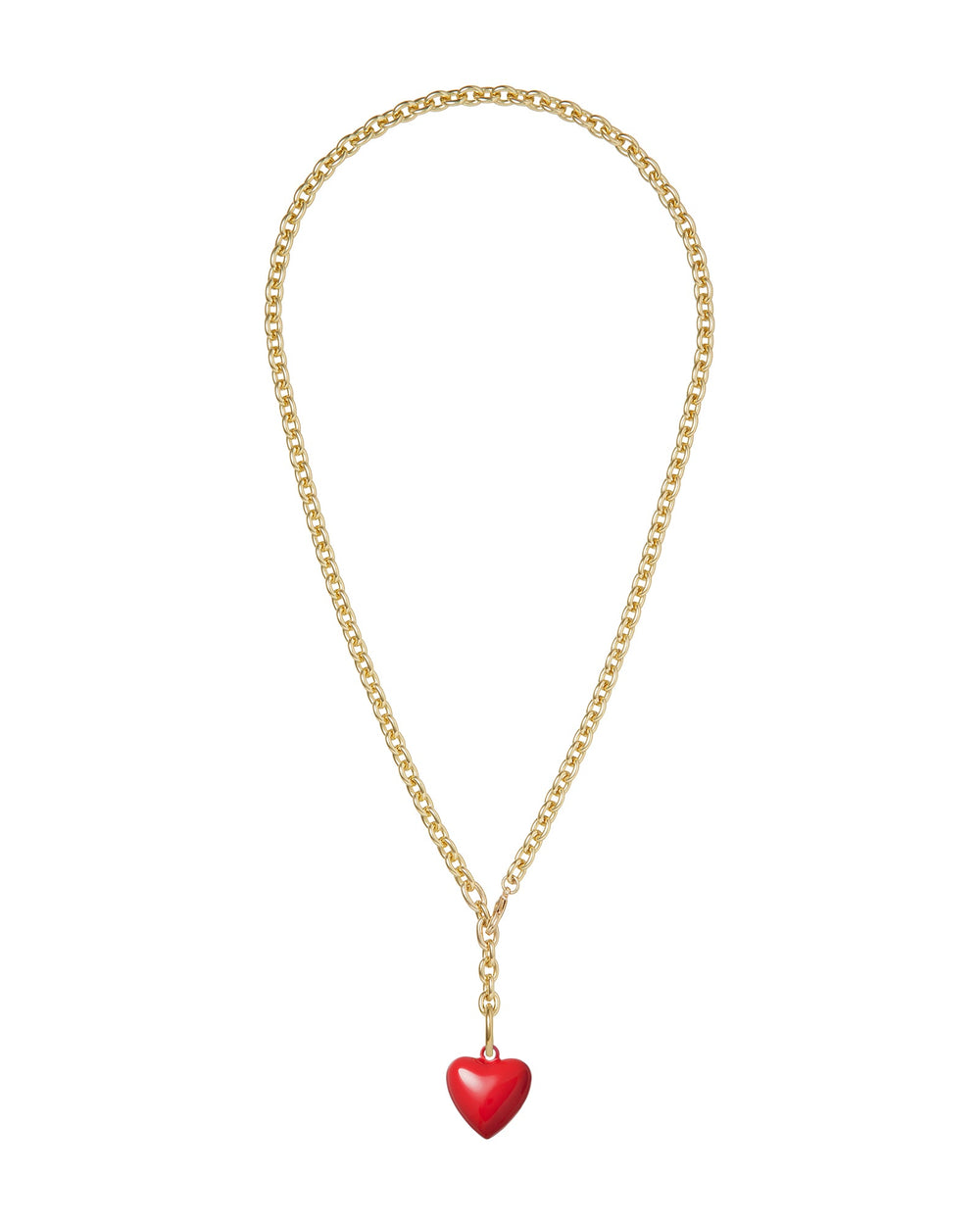 The Mini Puffy Heart Necklace in Red