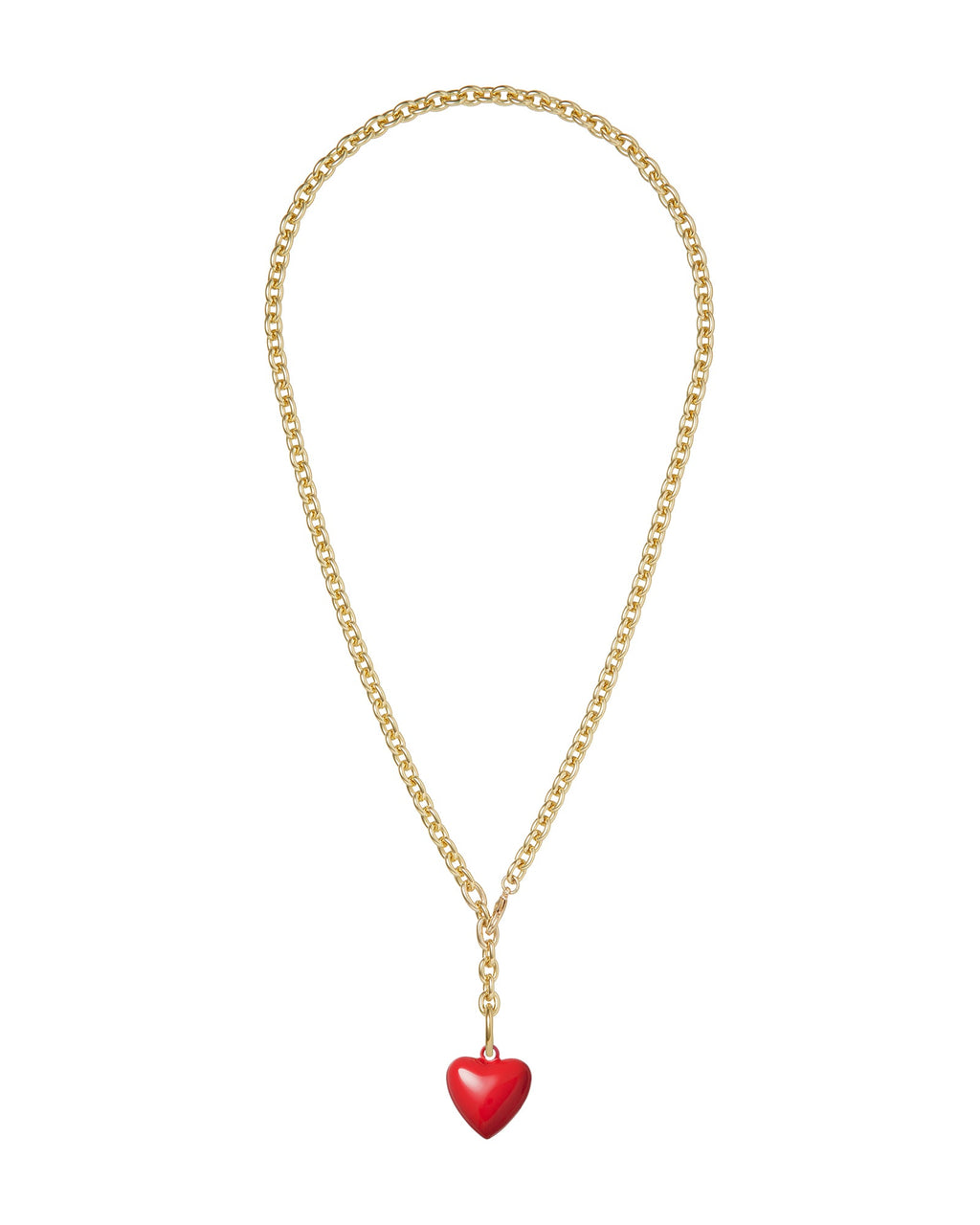 The Mini Puffy Heart Necklace in Red