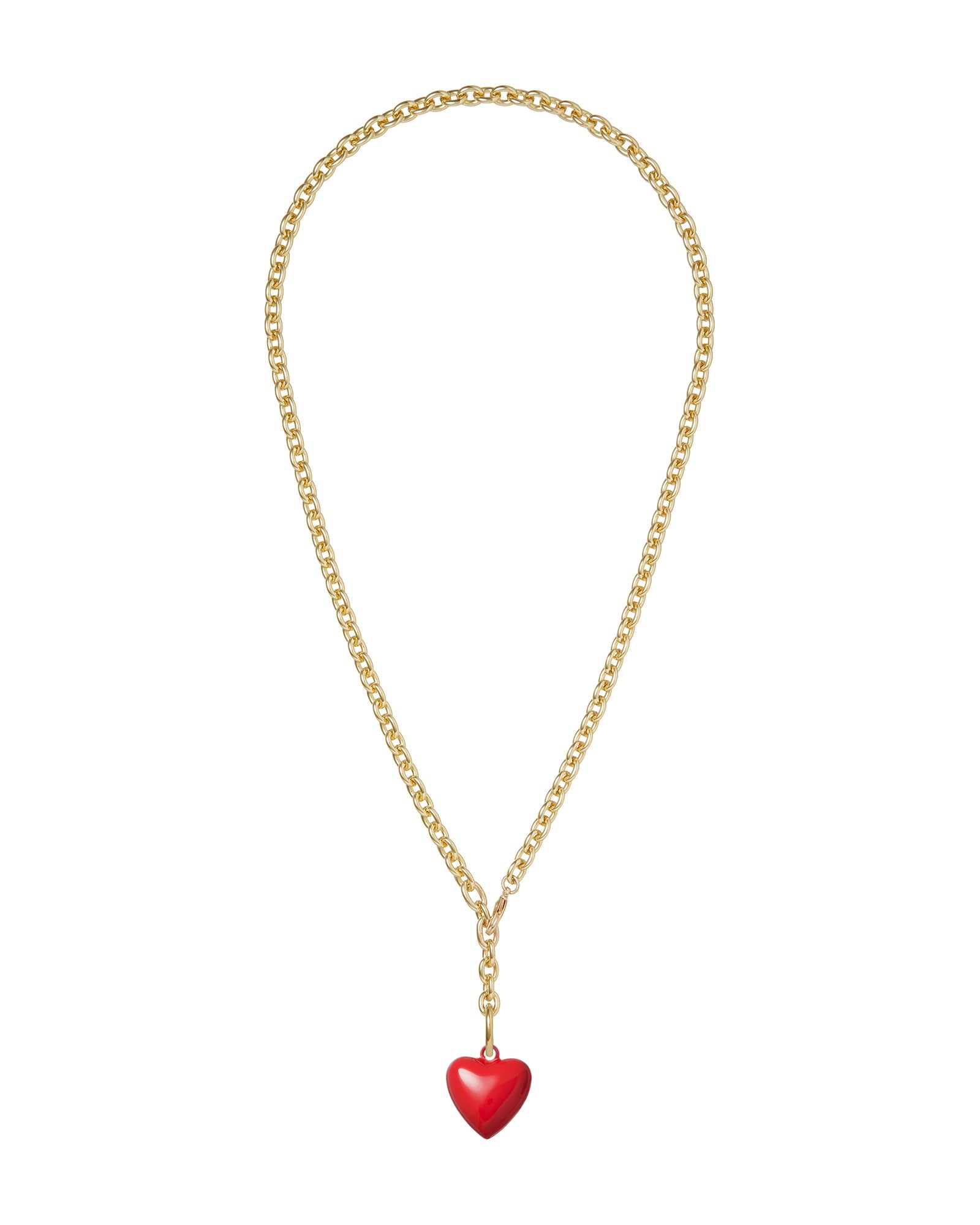 The Mini Puffy Heart Necklace in Red