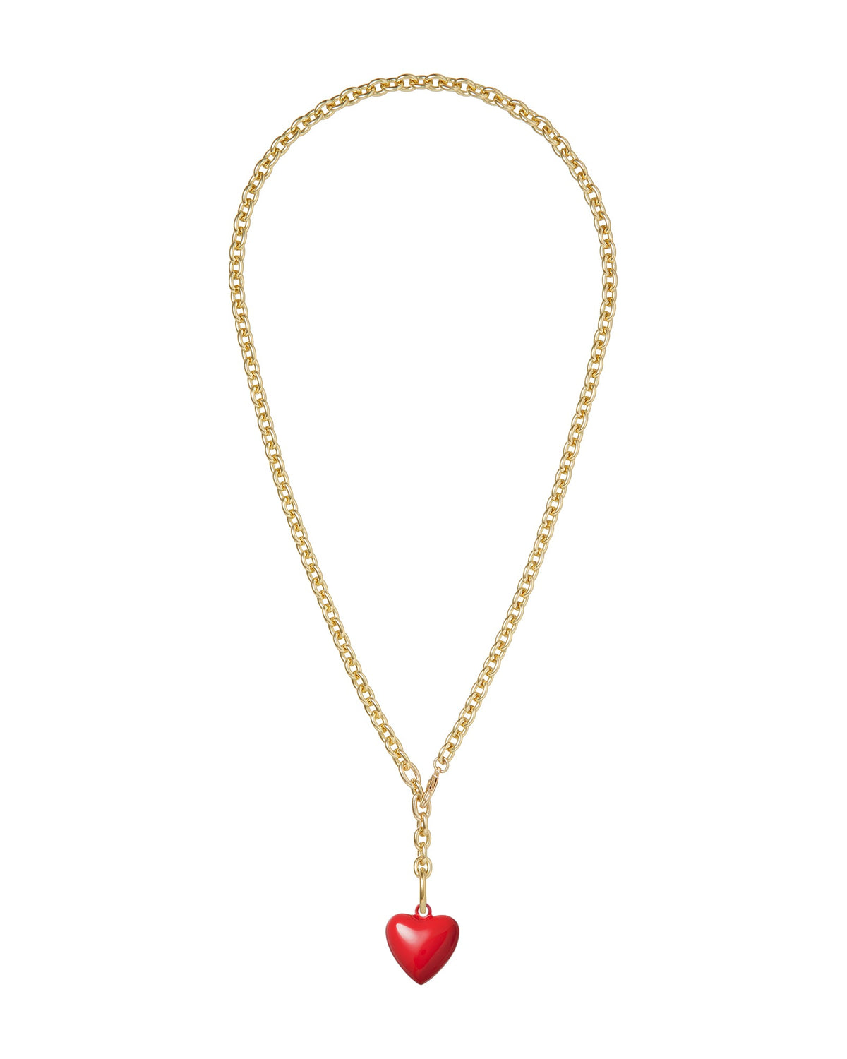 The Mini Puffy Heart Necklace in Red