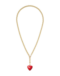 The Mini Puffy Heart Necklace in Red