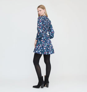 The Viviana Mini Nap Dress in Navy Belgravia Floral Ikat