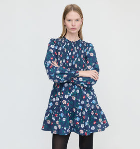 The Viviana Mini Nap Dress in Navy Belgravia Floral Ikat