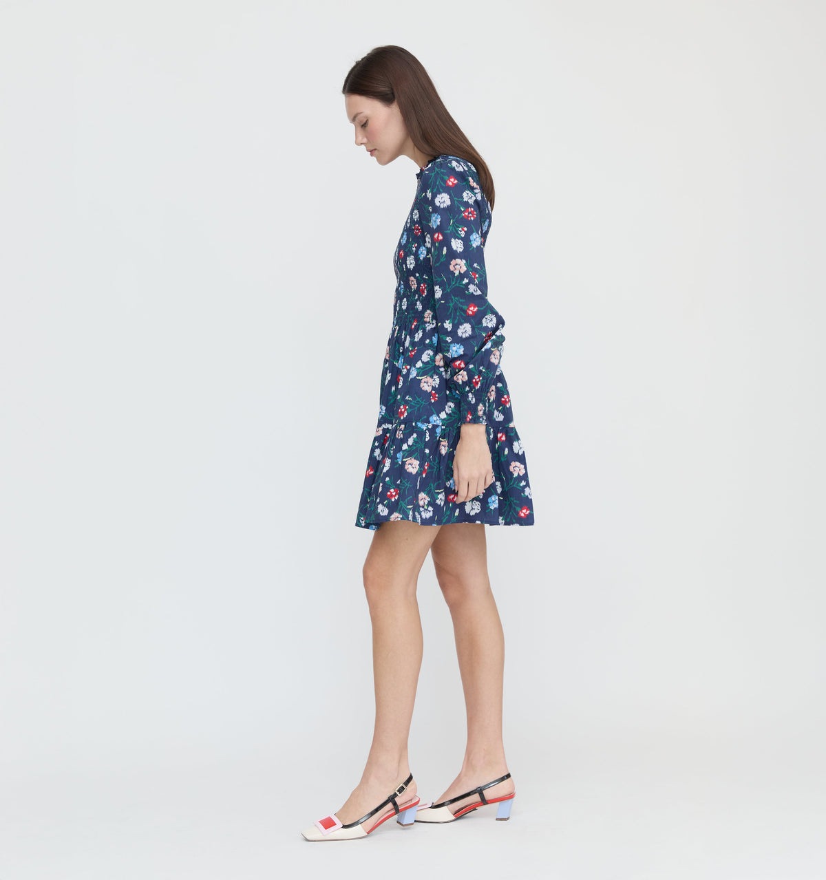 The Viviana Mini Nap Dress in Navy Belgravia Floral Ikat