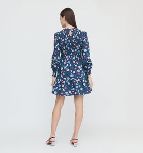 The Viviana Mini Nap Dress in Navy Belgravia Floral Ikat