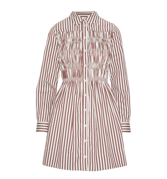 red and white striped dress long sleeve The Mira Nap Dress in Rust Stripe