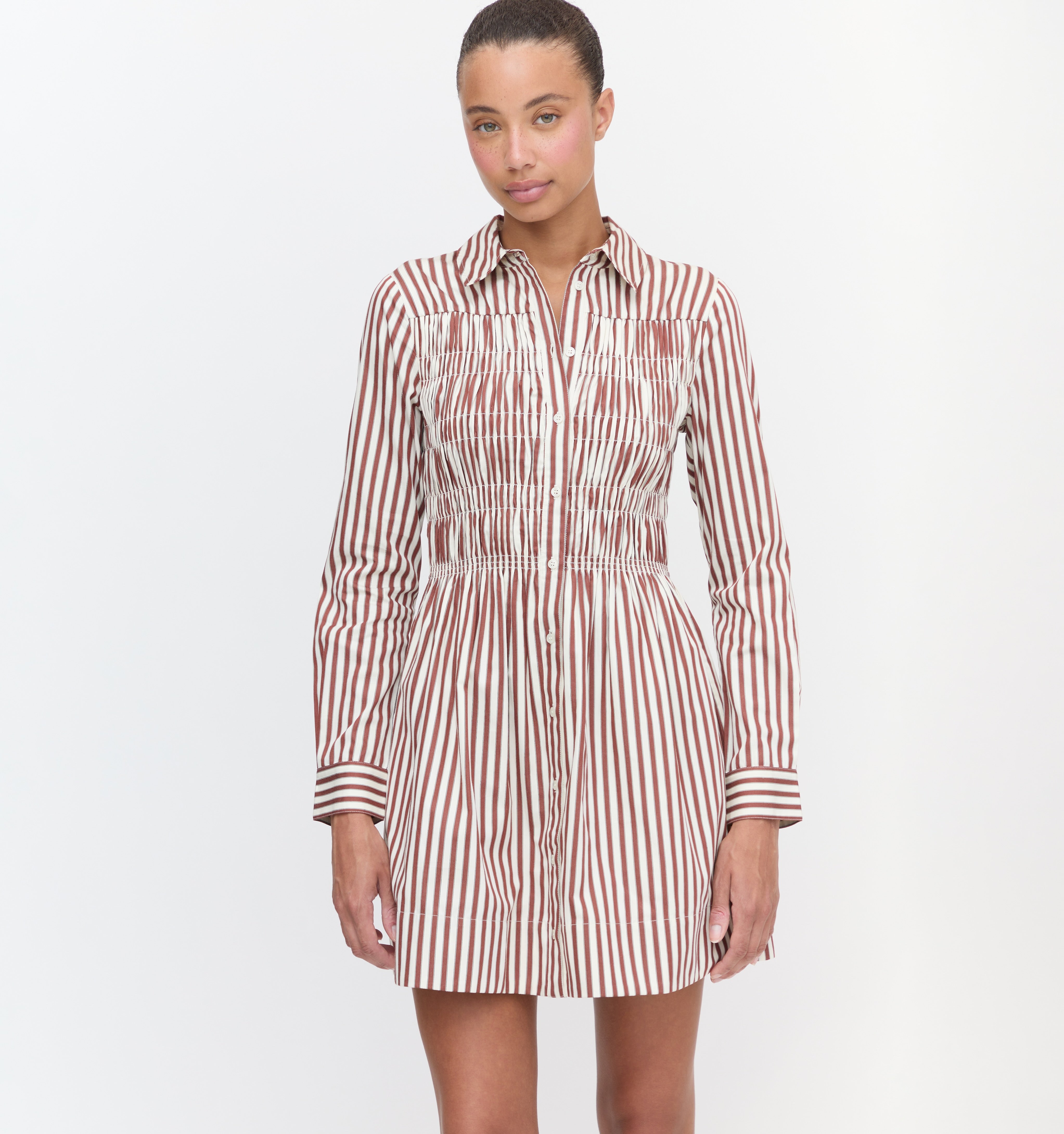 The Mira Nap Dress in Rust Stripe | Over The Moon