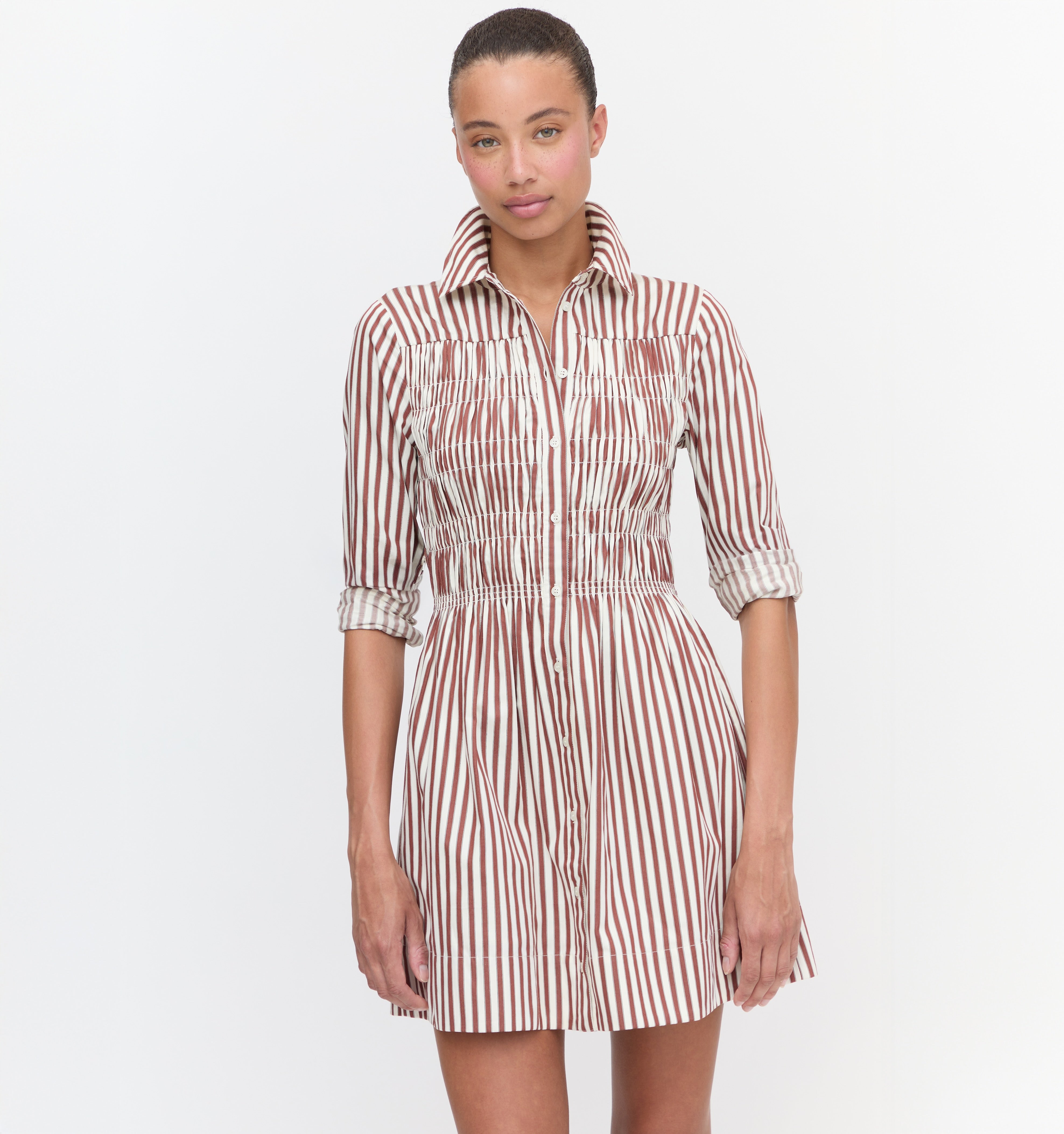 The Mira Nap Dress in Rust Stripe | Over The Moon